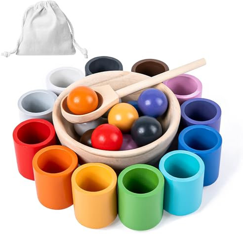 Aleevii Montessori Spielzeug, Montessori Spielzeug für Farben zu Sortieren und Zählen zu Lernen Holz Sortierspielzeug für Kinder ab 2 3 4 Jahre