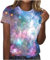 Ausgefallene Tshirt Damen Galaxie Drucken Bluse Kurzarm Rundhalsausschnitt T-Shirt Locker Frauen Oberteile Sommer Alltag Crop Top Sport T-Shirts Teenager Mädchen Kleidung Y2k Sommerkleidung Damen