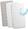 Spannbettlaken Kinderwagen Baby Spannbetttücher 3er Set: 120 x 60 cm - 2X Bettlaken + 1x wasserdichter Matratzenschoner - Babybett Zubehör für Kinderbett Beistellbett Stubenwagen
