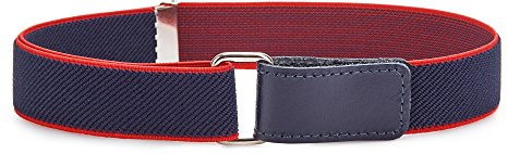 Ladeheid Kinder Gürtel Ohne Schnalle Elastischer Kindergürtel für Jungen und Mädchen 0-15 Jahre 32-90 cm P15 (Dunkelblau/Rot, 8-15 Jahre)