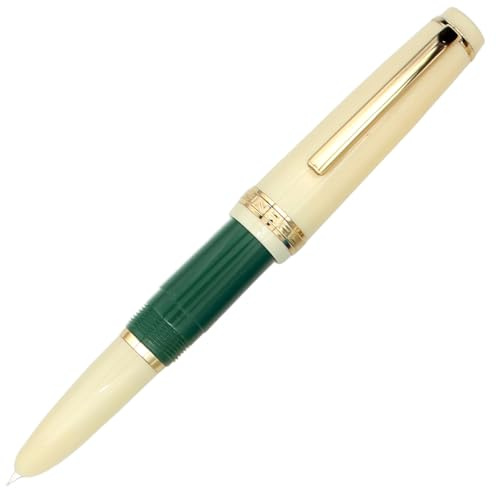 Gullor Mini Fountain Pen Gold Trim, Acrylic Pocket Pen, Green, Hidden Extra Fine Nib (0.38 mm)