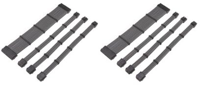 Tityvirnix 2 set PSU Extension Cable Desktop Computer Power Supply Nylon Cord Set 24pin 4+4pin 6+2pin Cable Kit Carbon Grey