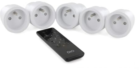 Kit 5 Prises Nano on/Off + télécommande 4 canaux - DiO 1.0, Blanc et Noir, Unique