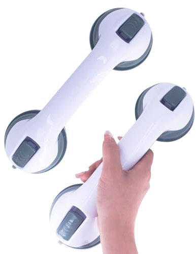 Haltegriffe für Senioren, 2 Stück Saugnapf Dusche, Duschgriff mit Saugnapf, Haltegriffe für Dusche Ohne Bohren, Badewannengriff Stützgriff, Mobiler Haltegriff