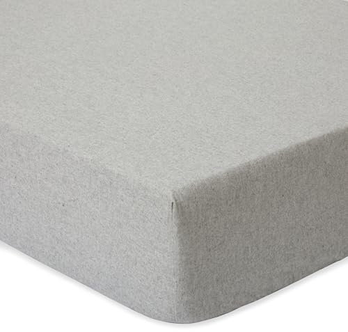 URBANARA Melloa Flanell-Spannbettlaken 90 x 200cm I 50% Tencel Lyocell & 50% Baumwolle Made in Portugal I Oeko Tex Standard 100 Weich & Kuschelig Steghöhe 28 cm I Warmes Leintuch I Hellgrau