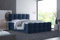 Luxusbetten24 Boxspringbett Cozy Samt 180x200 Doppelbett Polsterbett Bett inklusive PU-Schaum Topper | Bezug: Samt | Farbe: Blau | Härtegrad: