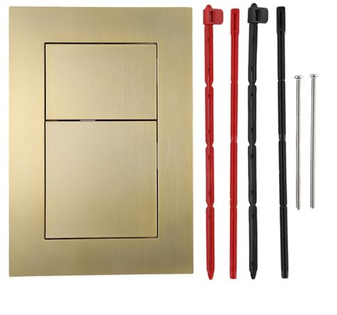 WC-Doppelspülplatte für TECE, Doppeltasten-Toiletten-Spülplatte, Doppelflusskontrolle, Kunststoff, 220 x 150 x 5 mm (helles Gold)