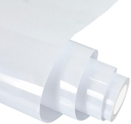 forbell Vinylfolie Plotter, 30,5 cm x 5 m Selbstklebende Plotterfolie Vinyl, Permanentes Vinylfolie (Glänzend Weiß, 30,5cm × 5m)
