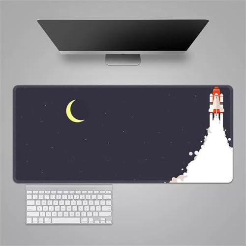 Tapis de Souris,Fusée de Dessin animé Tapis de Souris Gaming XXL 1000x500x2 mm Grand Tapis de Bureau,Base en Caoutchouc Antidérapante,Tapis de Clavier d'ordinateur pour Gamer, Ordinateur, PC