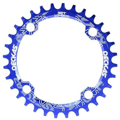 HESHUWEN Platos para Bicicletas BCD 104 34T 36T 38T Redondo Estrecho Ancho 104BCD 34 32 Dientes MTB Plato de Bicicleta Marcha única Aluminio 12V 11V Plato Ovalado 32 MTB(34T,Blue)