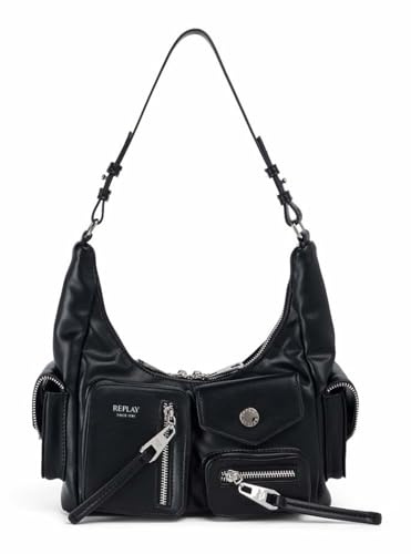 Replay Damen Handtasche mit Außenfach, Black 0098 (Schwarz), Einheitsgröße