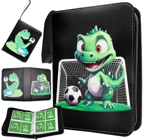 DOWNDRIFT Sammelkarten Album Fussball Karten Sammelalbum Fußball Karten Fußballsammelalbum Karten 50 Seiten Kapazität für 400 Karten Fussballkarten Sammelalbum Fußball Karten（Dinosaurier）