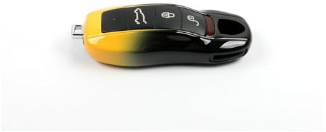 SCSTHRCRA pour P&orsche Panamera Spyder Carrera M*acan B&oxster Cayman Cayenne 911 970 981 991 Étui À Clé De Couleur Dégradée 3 4 Boutons Télécommandes Voiture(Black Yellow,Old)