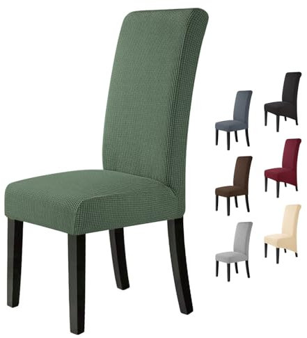 BalladHome Stuhlhussen 4 Stück Stuhlbezüge Stretch Stuhlbezug Elastische Spandex Stuhlhussen Universal Abnehmbare Waschbar für Hotel Party Bankett (Grün, 4 Stück)-M