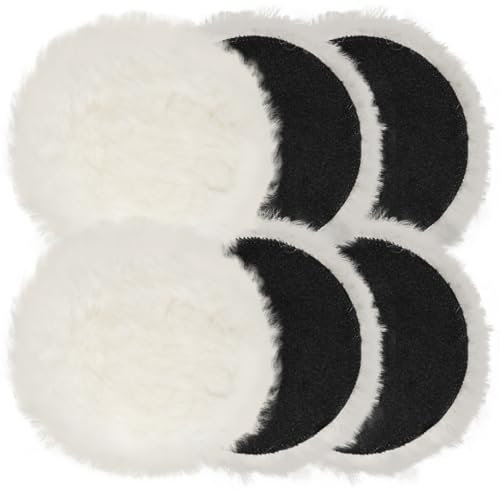 Polieraufsatz Kompatibel mit Bosch Exzenterschleifer, BESPOTCL 6PCS 125mm Lammwolle Polierscheiben Polierpads Polierhauben für Exzenterschleifer mit Klett für Auto, Autoscheinwerfer, Korkböden usw.