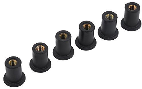 Tomvorks M4 Robustes Messingmutter, 6 Stcs Well Nuts Kit -Gummi -Buchse mit Geflanschem Ende für Motorräder, Kajaks, Kanus, Nützliches Zubehör für Versiegelungslöcher oder Isolierungen