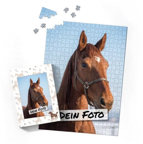 Fotopuzzle mit eigenem Bild - Puzzle selbst gestalten 500 Teile Hochformat - Schachtel Skandipferde - Puzzle mit Foto personalisiert - Geschenk Geburtstag, Pferdefans Skandipferde 500 Teile Hoch