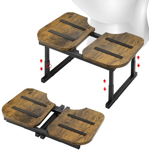 LIANTRAL Toilettenhocker für Erwachsene, Rutschfester Klappbarer Kackhocker, Holz & Metallrahmen, Ergonomischer WC Hocker für Badezimmer, Klohocker für Hämorrhoiden, Blähbauch,Verstopfung, Retro Braun