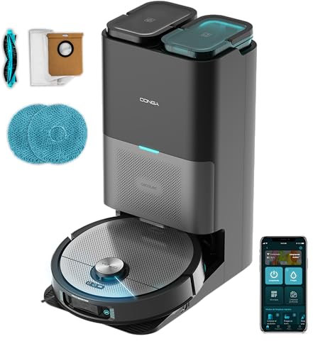 Cecotec Saugroboter Conga 20090 ProAI InfinitySoap Cut&Spa Essential, 8000 Pa, Lasertechnologie, Selbstreinigungsstation mit Wasser, Schmutztank, Staubbeutel, Seifenspender, Mop drehbar, anhebbar, APP