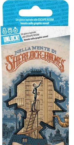 Asmodee Unlock! Short Adventures - Nel Mente di Sherlock Holmes, Brettspiel von Enigmi, 10+ Jahre, 1-6 Spieler, italienische Ausgabe