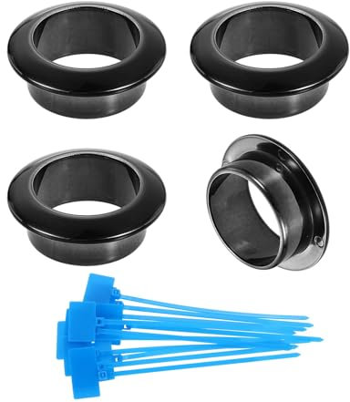 sourcing map 4Pcs Desk Grommets, 1 (25mm) ABS Plastic Cable Hole Cover Wire Cord Organizer with Marked Cable Ties for Home Office Desktop Wire, Metallic Black