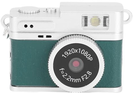 KIMISS Ultra HD Micro Video Recorder Keychain Camera, 1080P Tiny Digital Camcorder, Small Portable Camera with Colorful Screen, Long Standby, Low Light Flash Light, Necklace Chain, 64GB (Green)