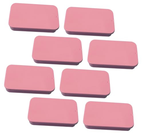 Warmhm 8pcs Small Iron Tin Portable Candy Case Push-pull Lid, Pink Metal Storage Boxes for Jewelry, Crafts, Beads Organizing and Outdoor Food Containers