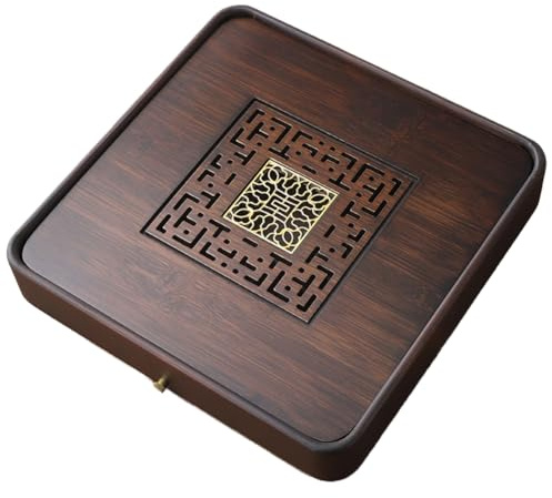 Flaroey Elegant Small Bamboo Tea Tray with Water Storage and Drainage System for Efficient Tea Making A