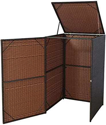 PROREGAL Mülltonnenverkleidung, HxBxT 110x65x66 cm, Poly-Rattan 120l, Braun, Mülltonnenbox Mülltonnenabdeckung