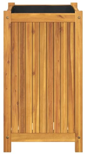 HOMELEN Jardinière avec insert 42 x 42 x 75 cm en bois massif d'acacia, résistant aux intempéries, robuste et facile d'entretien, jardinière surélevée pour jardin