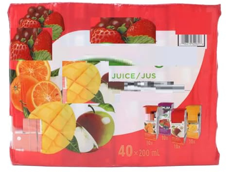Fruit Juice Boxes Variety Pack – 40 x 200ml Juice Drinks with Orange Blend, Mixed Berry, Apple & Mango-Orange Flavours – Lunchbox Friendly & Ready to Drink