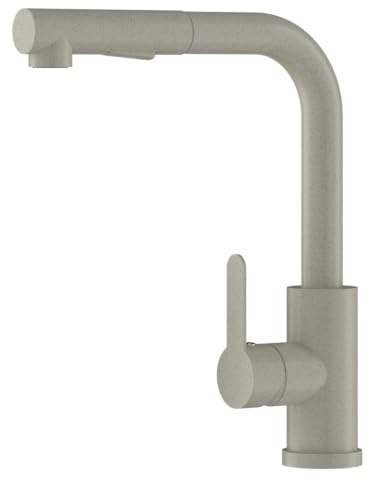 Granitan Küchenarmatur EBRO, Spültischarmatur mit 360° drehbarem Auslauf | Mischbatterie fur Küche, Ausziehbar Küchenarmatur mit Keramikkopf, Kitchen Tap, Beige