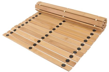 OSOLADY Tapis de Sol Naturel et Pratique pour Salle de Bain en Bambou Antidérapant Plastique Élante Accessoire Salle de Bain pour Bureau et Chambre