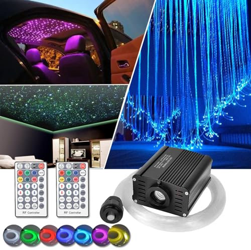 DEWEL Sternenhimmel Auto Glasfaser Licht für Auto/Decke,16W RGBW,Sternenhimmel Glasfaser mit Fernbedienung,Auto Sternenhimmel 450PCS*2m*0,75mm,für Haus,Auto,Weihnachten, Hochzeit,Sternenhimmel Licht