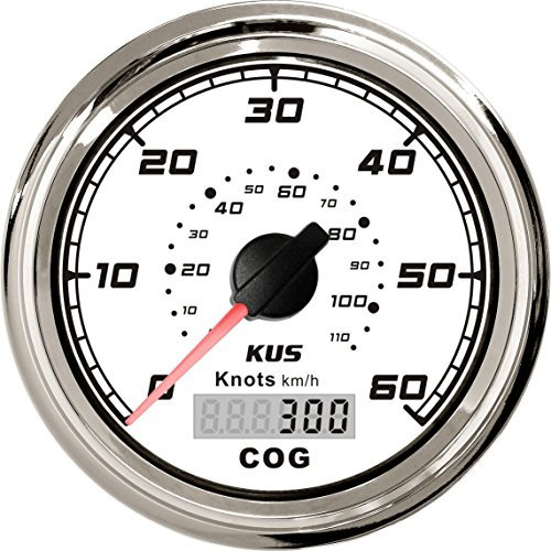 KUS Compteur De Vitesse GPS Compteur De Vitesse 60Knots Avec Rétroéclairage De Cours Pour Yachts À Bateau 85mm 12V/24V (Blanc)
