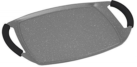 Plancha grill de induccion 47cm con revestimiento de piedra gris antiadherente