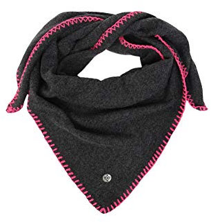 Zwillingsherz Cashmere Dreams - Sciarpa triangolare con bordo posteriore per bambini e bambine - XXL collo - lana lavorata a maglia per estate e inverno antracite/rosa. Taglia unica
