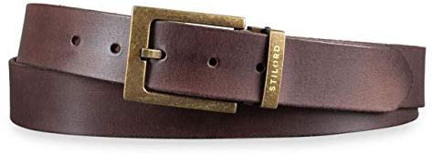 STILORD Ledergürtel Herren Braun Universal Kürzbar für Casual Business und Jeans 34 mm Leder-Gürtel 100% echtes Leder in Shabby Box cresto - braun, Farbe:Schnalle antik - bronzen I I I