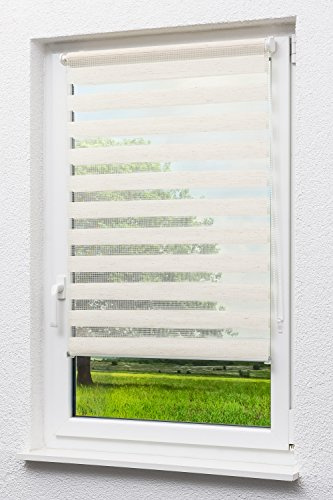 LYSEL Doppelrollo mit Trägerprofil (B x H) 75cm x 150cm in beige/Natur, zum Klemmen und Schrauben