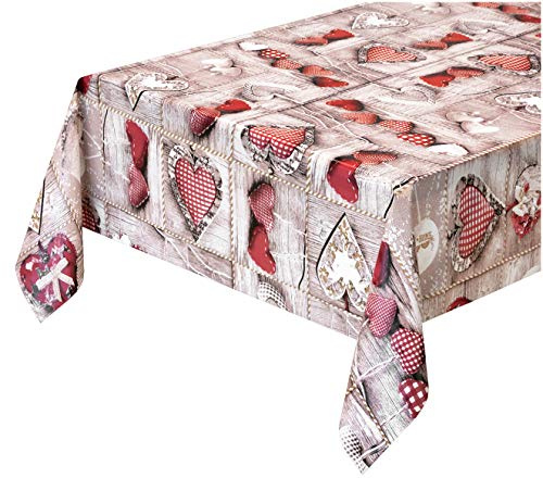 emmevi Tovaglia Antimacchia Cerata Cuori Shabby Chic Plastificata Retro Felpato 12 Misure Copri Tavolo Cucina Su Misura mod.FAVOLA 261 140x180cm