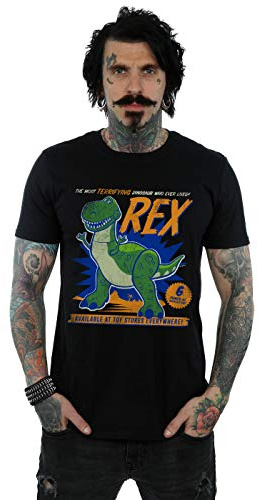 Disney Men's Toy Story 4 Rex Terrifying Dinosaur T-Shirt Black Large
