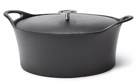 CUISINOX - Volcan - Cocotte Ovale 35 cm avec couvercle - 6 L - Fonte de fer emaillée - Compatible tous feux dont induction - sans PTFE ni PFOA - Noir