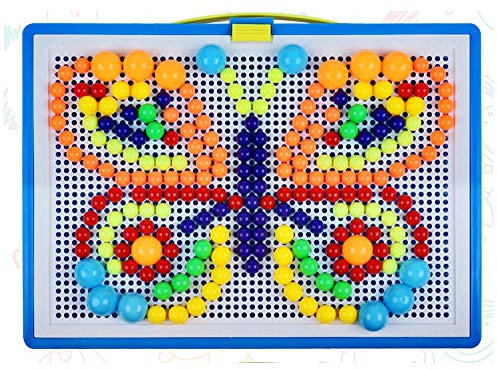 Kinder Mosaik Steckspiel Pädagogisches Spielzeug DIY Kreativ Pilznägel Brettspielzeug, Steckmosaik mit 980 Stücke, Baustein Steckkugeln für Junge Mädchen Kinderspielzeug für Geschenk Früherziehung