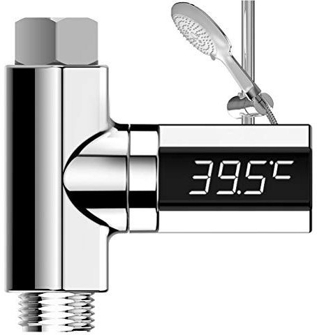 Kylewo Thermomètre de Bain avec Affichage à LED, Compteur d'eau, LED Thermomètre de Douche numérique 5-85 degrés Débit d'eau en Temps réel Surveillance de la température avec écran à 360 Tours