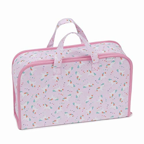 Groves Aufbewahrungsbox Nähkoffer Einhorn mit Tragegriffen, Stoffüberzug (10 x 39 x 24 cm)