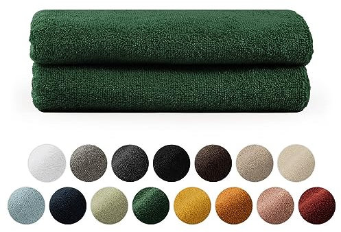 Blumtal Premium Frottier Handtücher Set 2 teilig 100% Baumwolle - Oeko-TEX zertifiziertes Towel 2X (50x100 cm) - Ultra saugstarkes Frottier Handtücher Set waschbar °60 - Towel - Handtuch Dunkelgrün