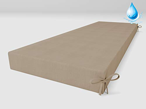 ALOHA Bankauflage Bankkissen für Gartenbank, Gartenschaukel, Gartenmöbel, Terrasse, Rasen, Sitzbank-Kissen Bankpolster Auflage (Wasserabweisend Beige / 140x40x8cm / 1 Stück)