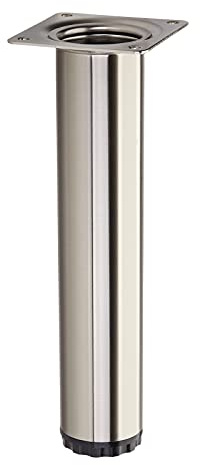 Möbelfuß BRAVO Höhe 200 mm + 10 mm Ø 40 mm Edelstahloptik höhenverstellbar | Schrankfuß aus Stahl Stellfuß belastbar bis 50 kg von SOTECH