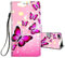 Flip Case for iPhone SE 2020 / 2022 5G - Protective Wallet Case with Kickstand, Card Slot Holder, Shockproof Silicone Cover - Butterfly/Pink