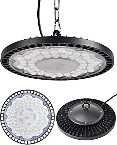 Treoir UFO Industrielampe, 200W LED Hallenstrahler Superhell 20000LM, IP65 Wasserdicht 6000-6500K Kaltweiß Hallenbeleuchtung für Garage Fabrik (1pcs, 200W)